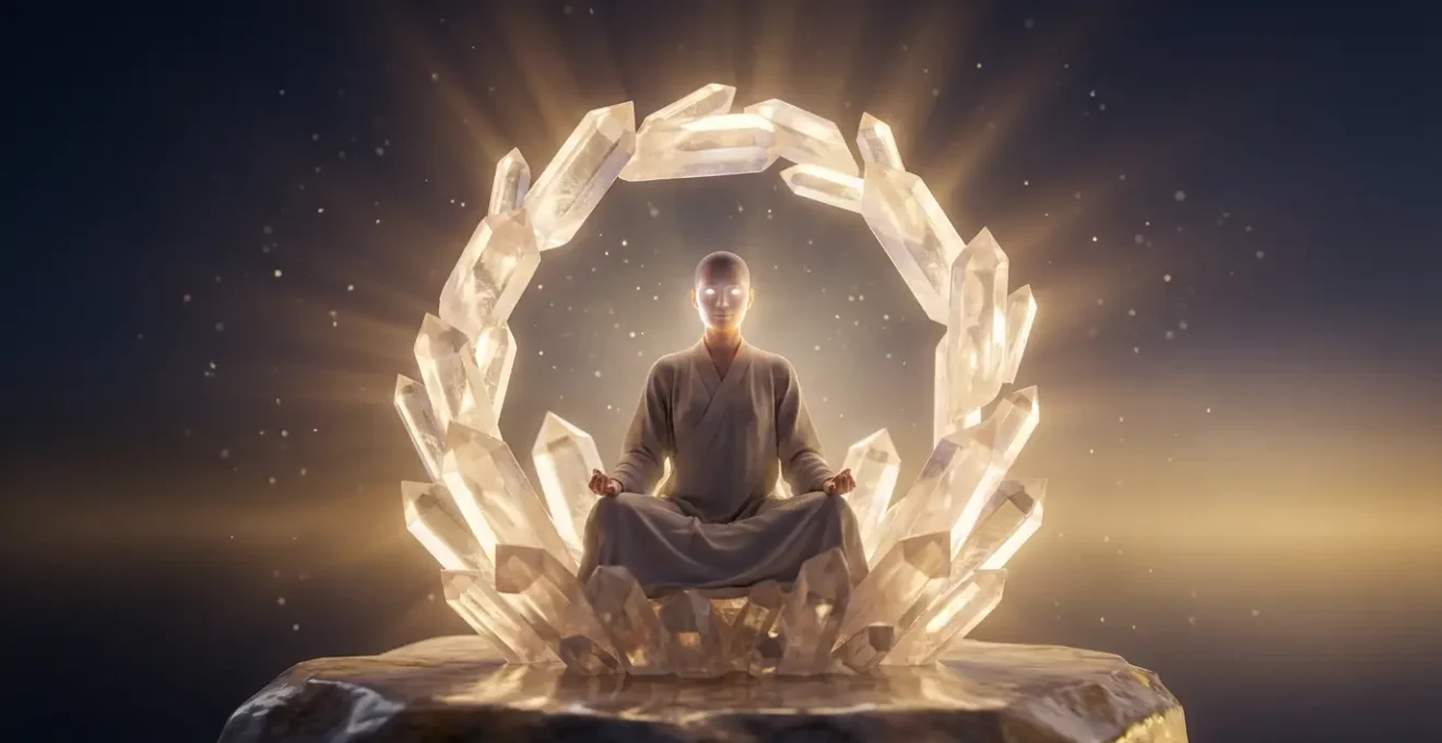 Rappresentazione simbolica della connessione sicura con la propria guida spirituale attraverso luce e protezione