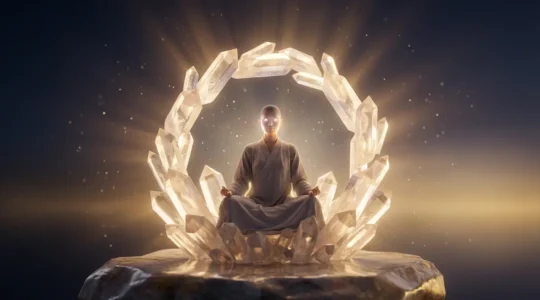 Rappresentazione simbolica della connessione sicura con la propria guida spirituale attraverso luce e protezione