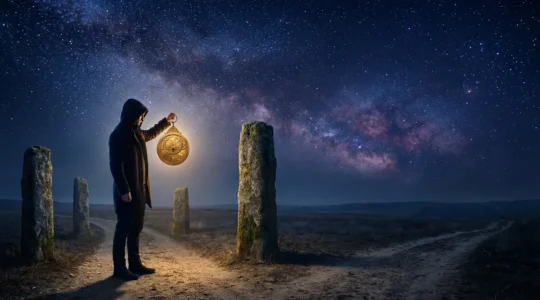 Persona che contempla le stelle e il tema natale astrologico in una notte stellata