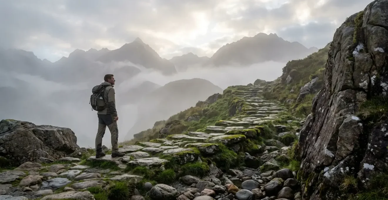 Metafora visiva dei piccoli passi nel percorso di cambiamento guidato spiritualmente