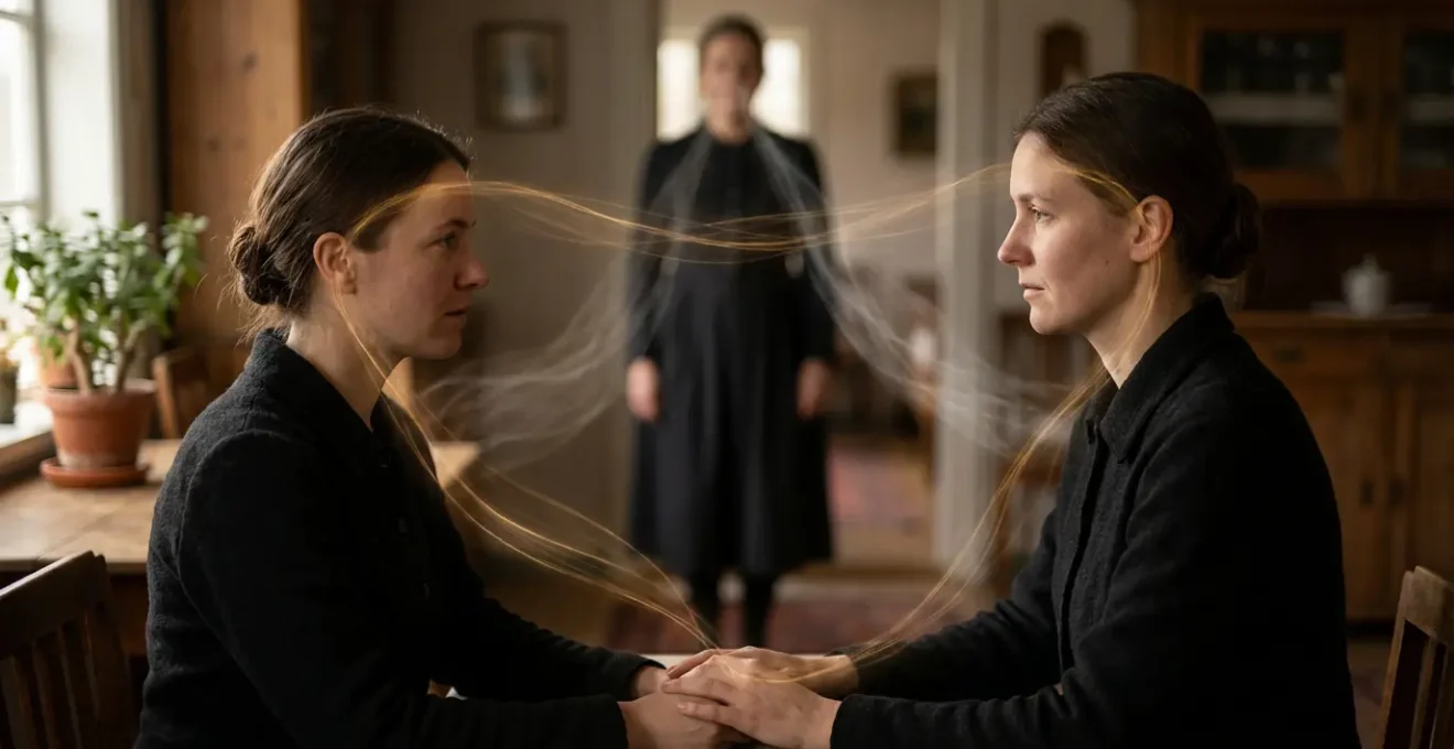 Visualizzazione del taglio dei fili invisibili nella triangolazione familiare