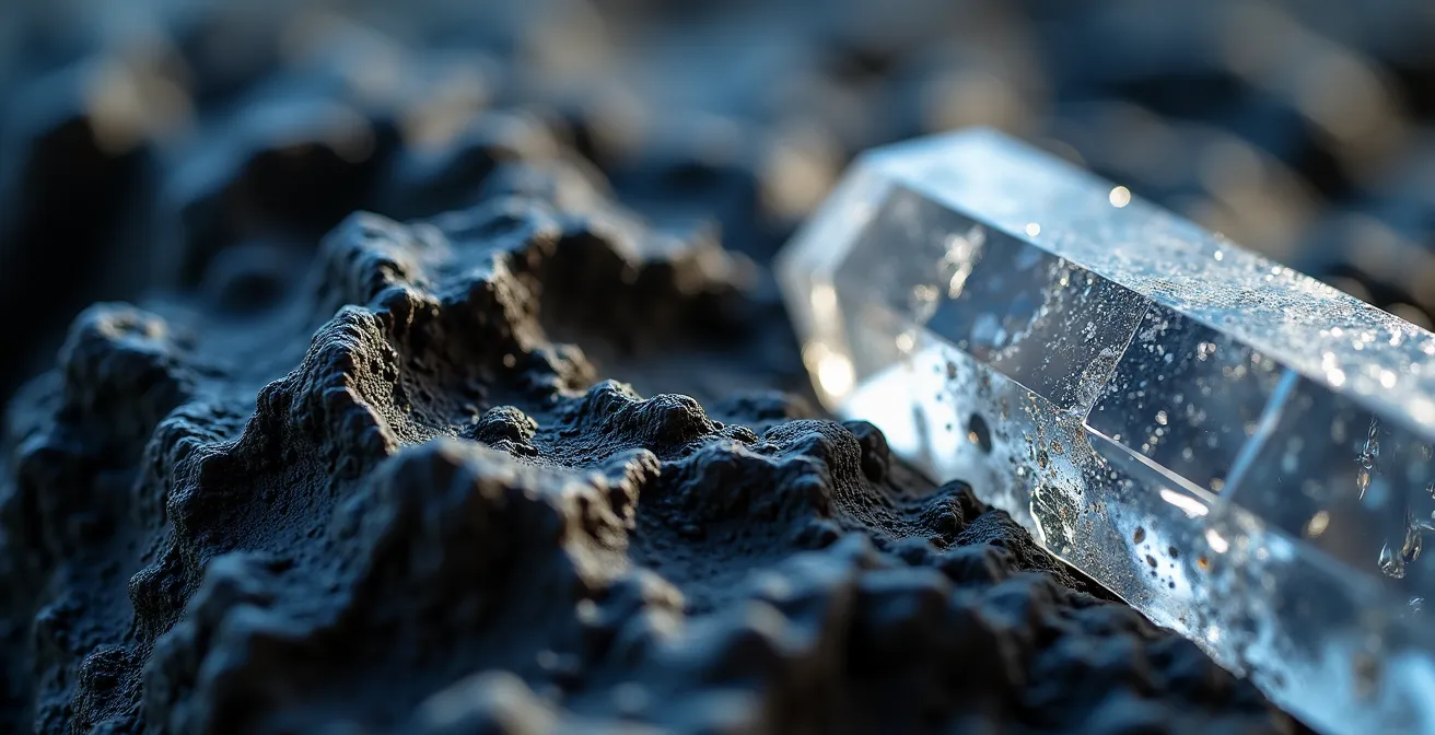 Metamorfosi simbolica dalla pietra grezza al cristallo lucente